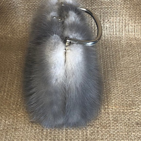 Genuine Grey Mink Fur Hand Bag - Purse - Picture 4 of 8